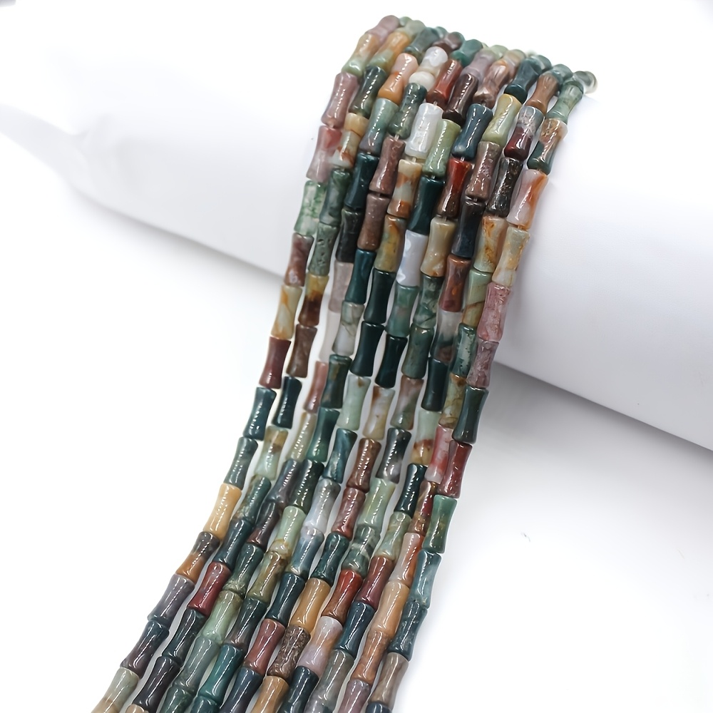 Natural Indian Agate Bamboo Rayon Joint Loose Beads